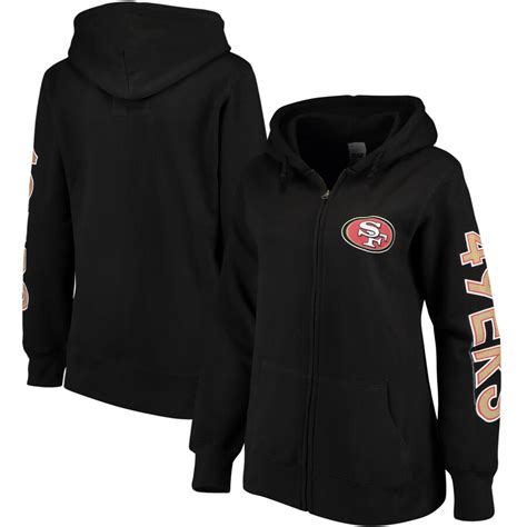 San Francisco 49ers Womens Black Extra Point Two Hit Full Zip Hoodie