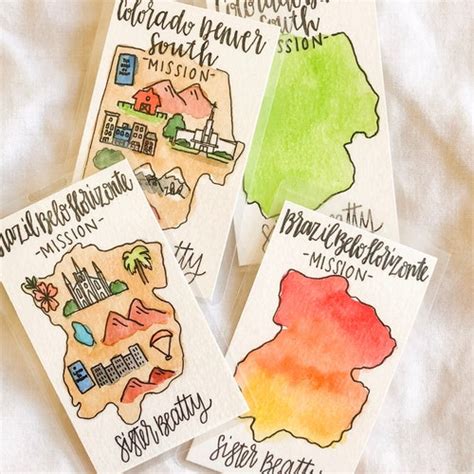 Watercolor Lds Mission Map Free Shipping Sister Missionary Etsy