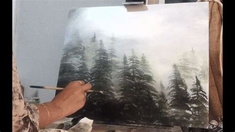 Speed Painting of Foggy Tree Landscape - YouTube | Tree painting canvas ...