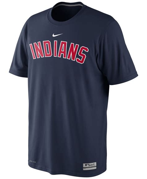 Nike Mens Short Sleeve Dri Fit Cleveland Indians T Shirt In Blue For