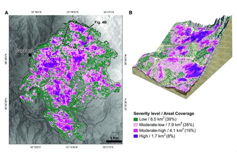 burn severity map    study area    dimensional