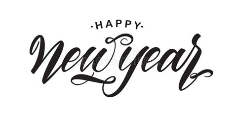 Handwritten Elegant Brush Lettering Of Happy New Year Isolated On White