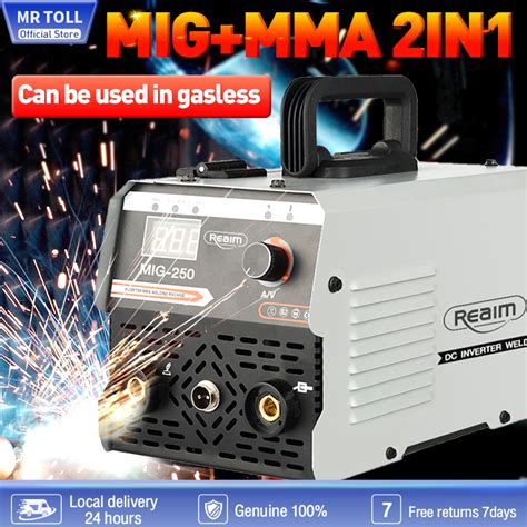 REAIM Welding Machine Gasless MIG MMA 2IN1 Portable Inverter Welding