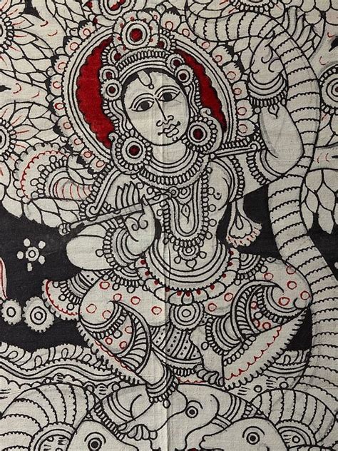 Lord Krishna Dancing On Kaliya Naag Kalamkari Painting Exotic India Art