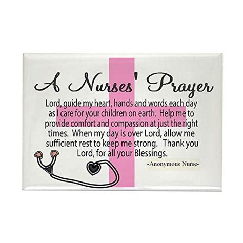 A Nurse S Prayer Magnet With A Pink Ribbon And Stethoscope On It