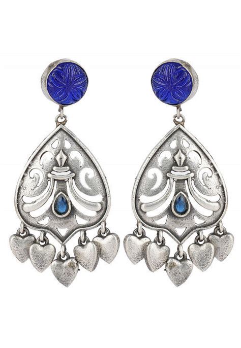 Buy Stone Studded Silver Look Alike Earrings Online Jtu Utsav