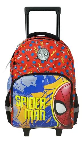 Mochila Premium Rodas Grande Homem Aranha Na Frente Fundo