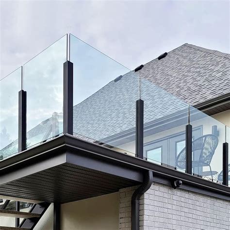 DOMART Black Glass Balustrade Post 304 Stainless Steel Glass Railing