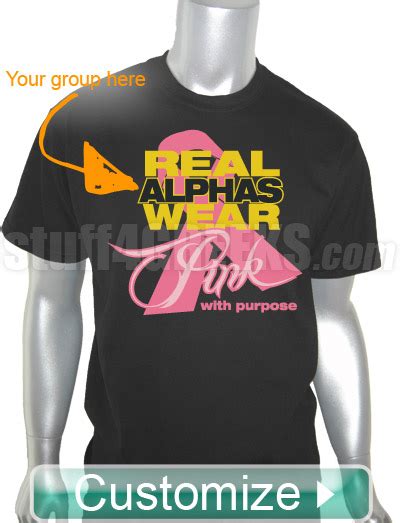 Custom Greek Fraternity Pink Ribbon Breast Cancer Awareness Screen Printed T Shirt