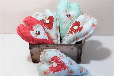 Primitive Fabric Hearts Summer Decor Handmade Cottage Hearts - Etsy