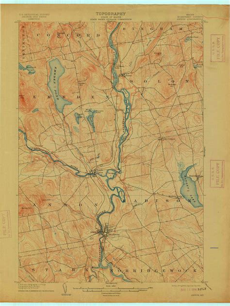 Anson Maine 1904 1913 USGS Old Topo Map Reprint 15x15 ME Quad 807345