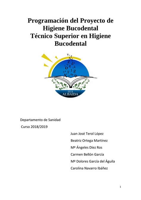 Pdf Programaci N Del Proyecto De Higiene Bucodental T Cnico La