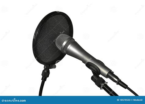 Microphone on Stand with Pop Filter Stock Image - Image of ...