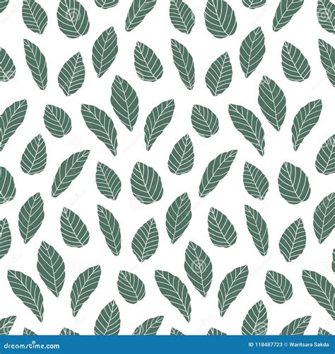 Hand Drawn Vector Illustration of Green Leaves Pattern. Wallpaper Stock ...