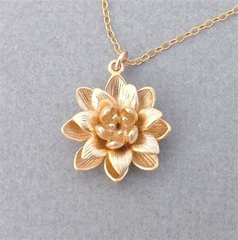 Gold Flower Necklace Rose Gold Flower necklace Gold Filled | Etsy