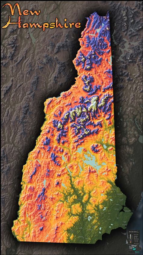 New Hampshire Topo Wall Map By Outlook Maps