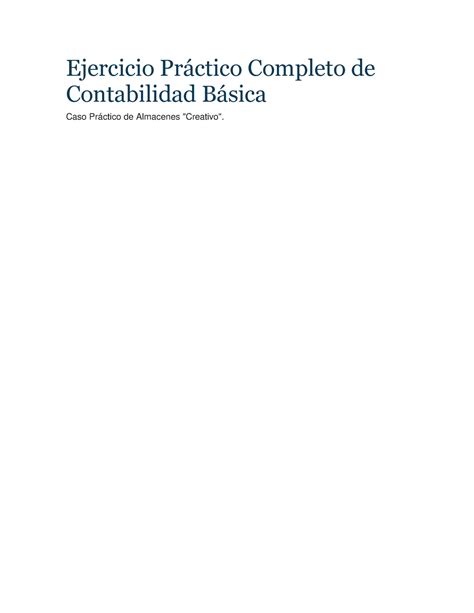 Ejercicio Pr Ctico Completo De Contabilidad B Sica Ejercicio Pr Ctico