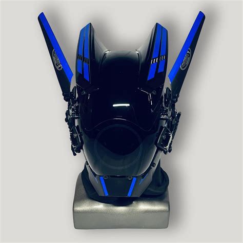 Yyinyuan Techwear Mask Punk Cosplay Blue Mecha Black