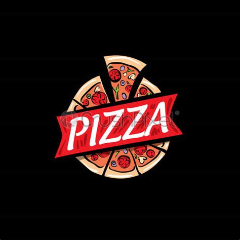 Logo Of A Sketched Pizza Vector Illustration On Black Background