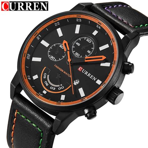 Top Luxury Curren Brand Men Genuine Leather Sport Waches Men S