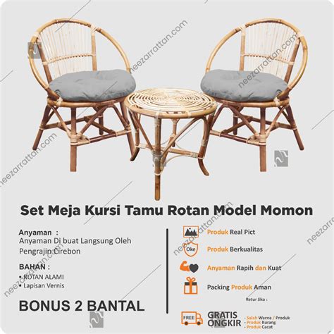 Jual Premium Kursi Momon Teras Tamu Minimalis Set Rotan Aesthetic