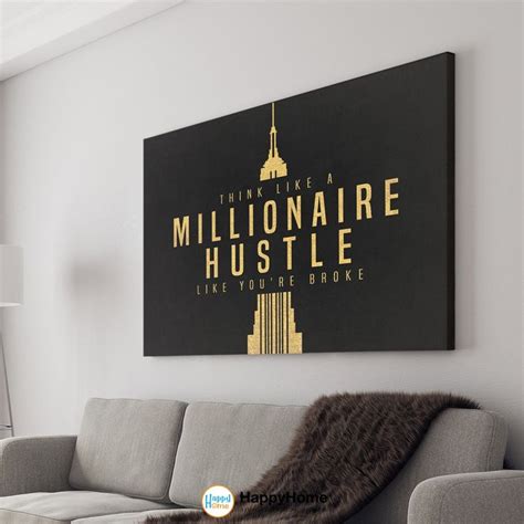 Think Like A Millionaire Hustle Like You Re Broke Wall Art Motivational