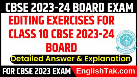 Editing Exercises For Class 10 Cbse 2023 Board Exam Englishtak