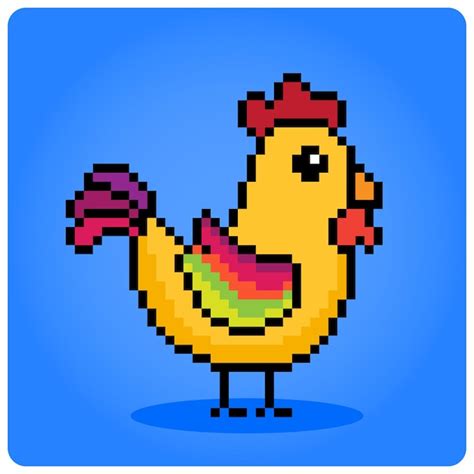 Premium Vector 8 Bit Pixel Colorful Chicken Animals For Cross Stitch