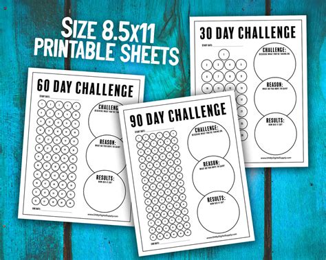 30 60 90 Day Challenge Habit Tracker Printable And Personal Goal Tra Oh My Digital Supply