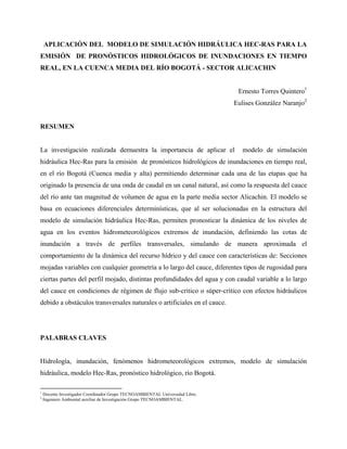 Aplicaci N Del Modelo De Simulacion Hidr Ulica Hec Ras Pdf