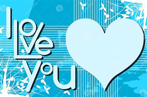 I Love You Background In Blue With Floral Fantasy Stock Vector