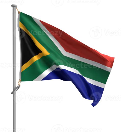 South Africa Flag Waving White Isolated Background Dicut Country