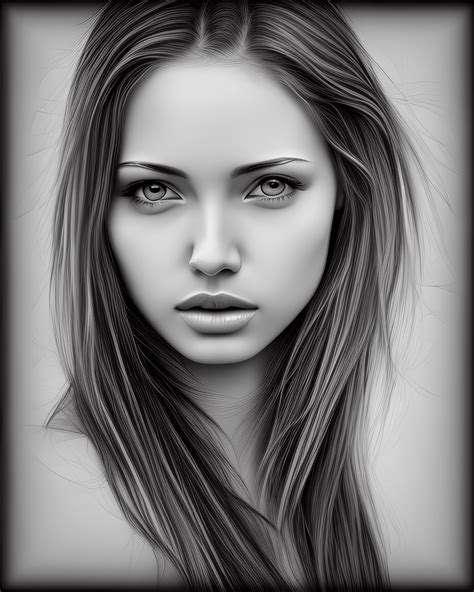 Beautiful Woman Grayscale Hyper Realistic Intricate Detail · Creative