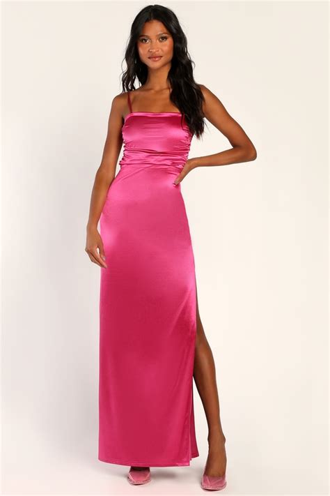 Hot Pink Maxi Dress Back Cutout Dress Ruched Maxi Dress Lulus