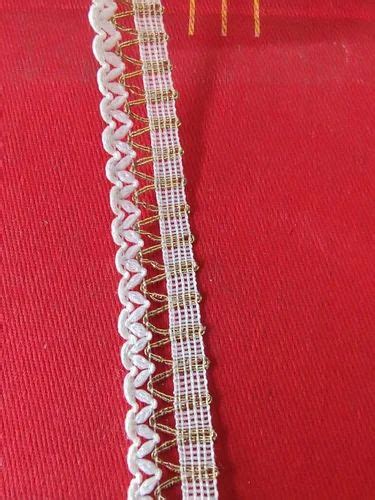 White And Golden Garment Polyester Lace For Garments Width Inch