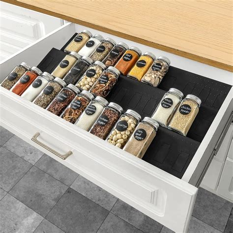 Famhap Spice Drawer Organizer 6 Tier Expandable From 29 5cm To 59cm