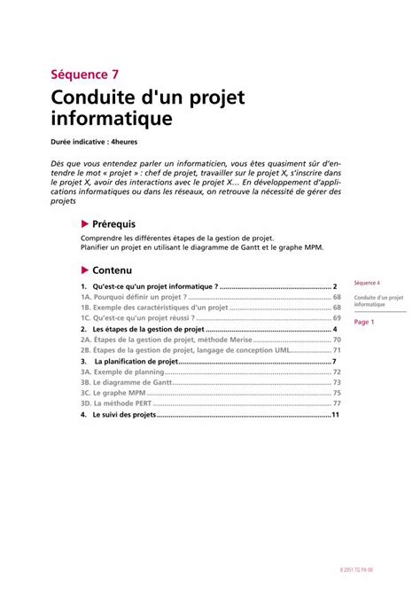 Pdf S Quence Conduite D Un Projet Informatique Informatiques Ou