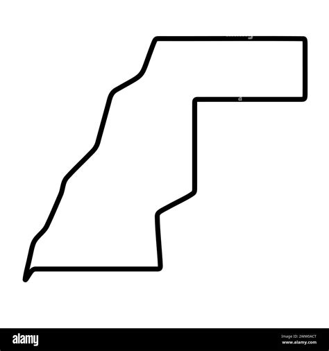 Western Sahara Country Simplified Map Thick Black Outline Contour