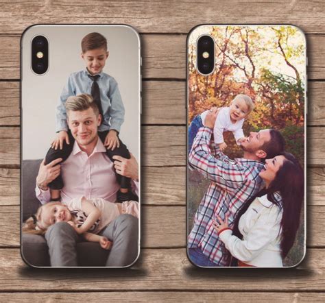 Three Iphone Cases With Two Photos Of People And One Is Holding A Baby