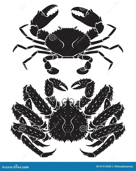 Alaskan King Crab Silhouette Vector Illustrations Stock Vector