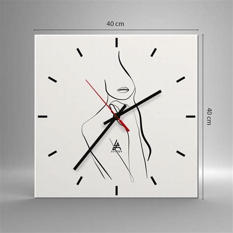 Horloge Murale En Verre X Cm Silencieuse Femme Croquis Dessin Wall