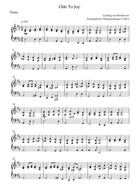 Ode To Joy Arr Melquisedeque C Silva By Ludwig Van Beethoven Sheet Music For Piano Solo At