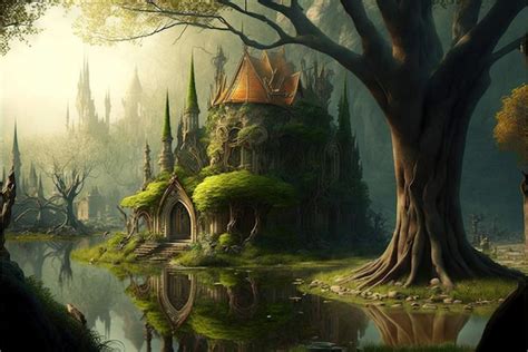 Fantasy Castle In The Forest Wallpaper Premium AI Generated Image