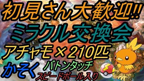 【ポケモン】ミラクル交換会夢特性のアチャモ210匹流します【usum】【live】 Youtube