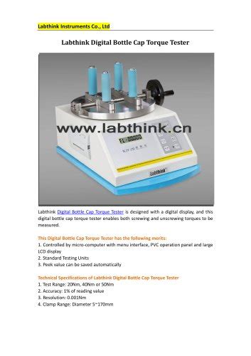 Labthink NJY 20 Digital Cap Torque Tester For Juice Caps ASTM D2063