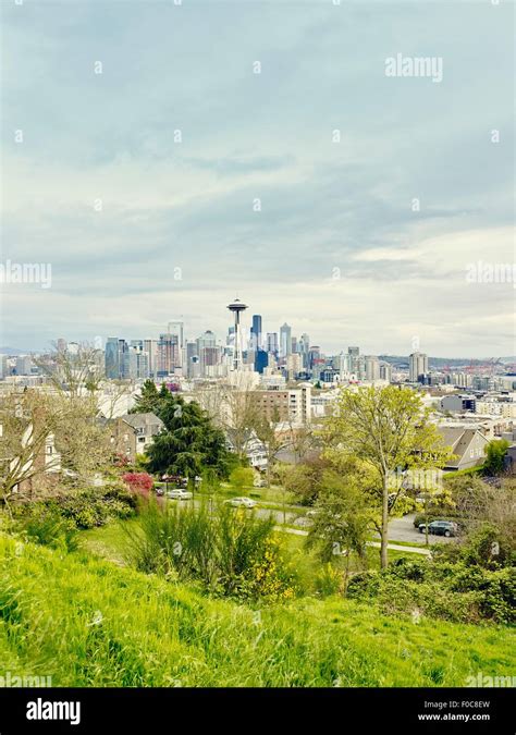 View Of Skyline From Kerry Park Seattle Washington State Usa Stock