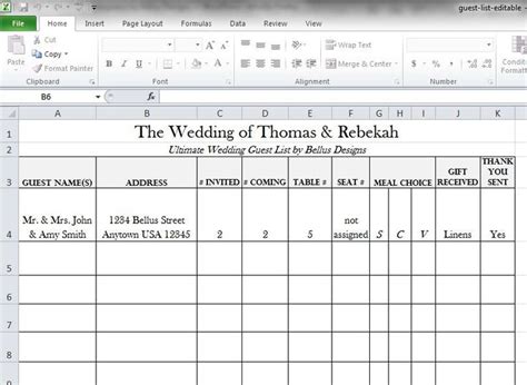 Wedding guest list planner - squarenored