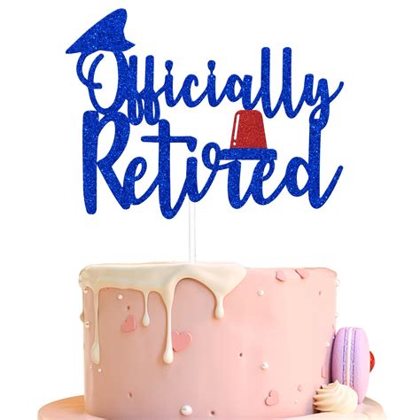 Buy Officially Retired Cake Topper Blue Red Glitter Happy Retirement