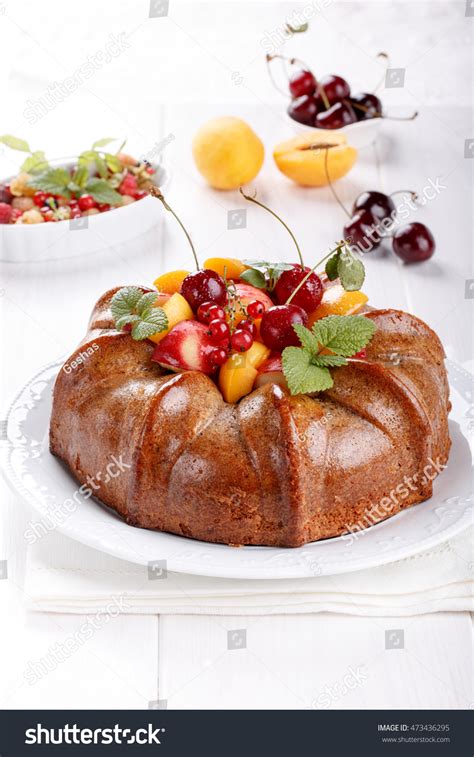 Naked Cake Decorated Fresh Fruit Berries Stock Photo 473436295