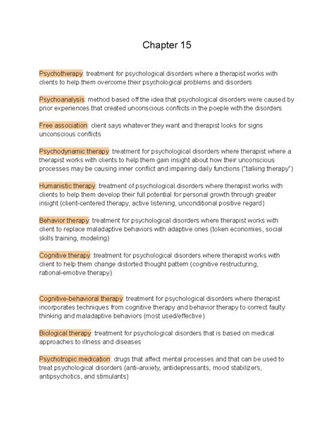 Psych Chapter 15 - Chapter 15 Psychotherapy: treatment for